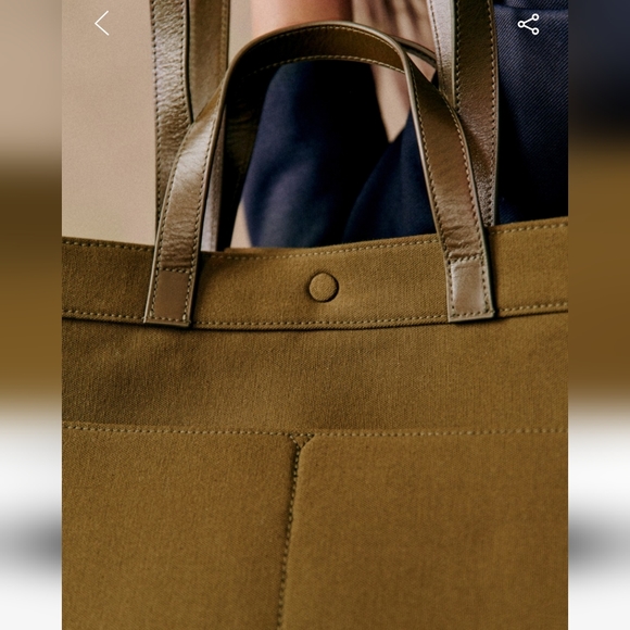 Nwt! Sezane le cabas tote bag in khaki - Picture 3 of 10